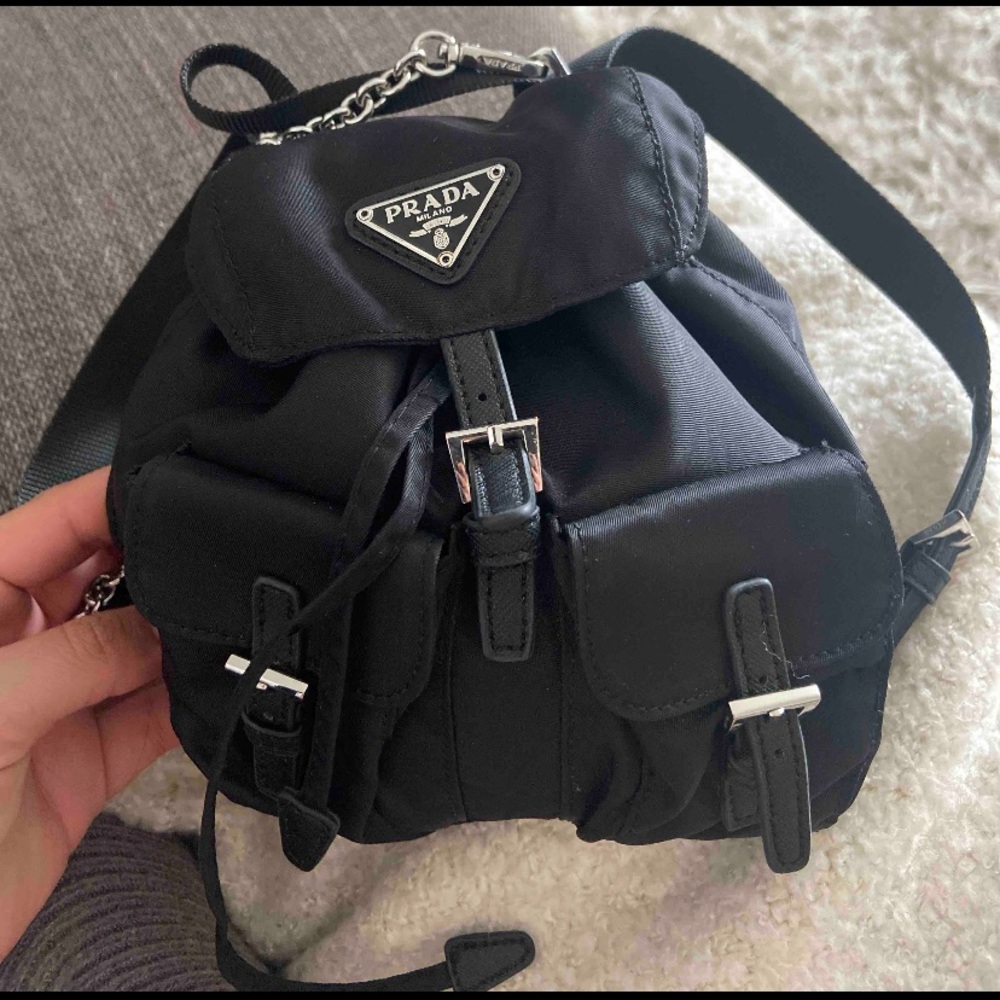 Mini Black Nylon Backpack